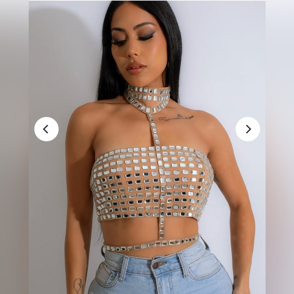 NWT Rhinestone Sexy Crop Top